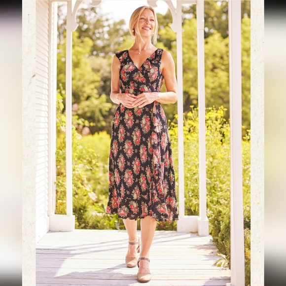 April Cornell Spanish Rose Faux Wrap Dress - Picture 1 of 7